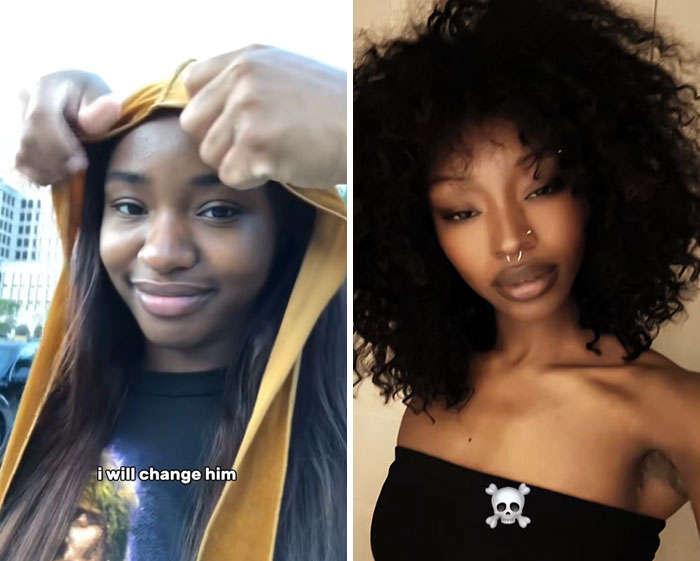 Young women showing transformation and emotions after a breakup, highlighting personal changes for better or worse.