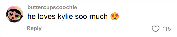 Comment on social media expressing love for Kylie with a heart-eyes emoji, related to Timoth&eacute;e Chalamet using Kylie's BBL.