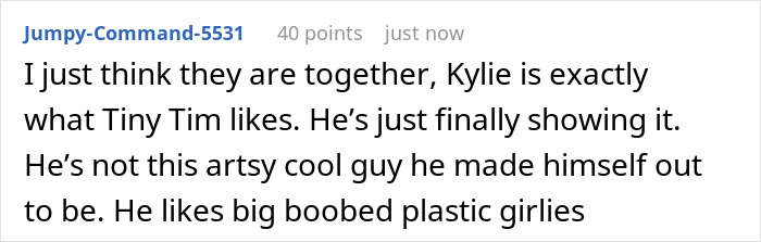 Screenshot of a forum comment discussing fans pointing out a sad detail after Timothée Chalamet declares love for Kylie Jenner. Screenshot of a forum comment discussing fans pointing out a sad detail after Timothée Chalamet declares love for Kylie Jenner.