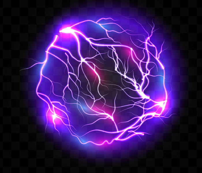 Glowing purple and blue electric lightning orb against a dark background representing unexplainable phenomena.