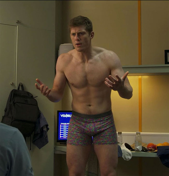 Peter Claffey shirtless, expressing frustration in a scene from A Knight of the Seven Kingdoms with fans defending his body.