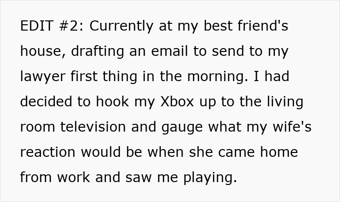 Man plays video games secretly at friend's house after wife bans his hobbies, including buying Star Wars figures.