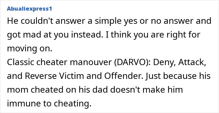 Text excerpt discussing denial and manipulation tactics in cheating, highlighting classic cheater behavior and excuses.