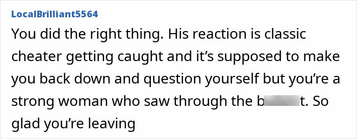 Comment highlighting a classic cheater's reaction caught with fancy designer socks suggesting infidelity at home.