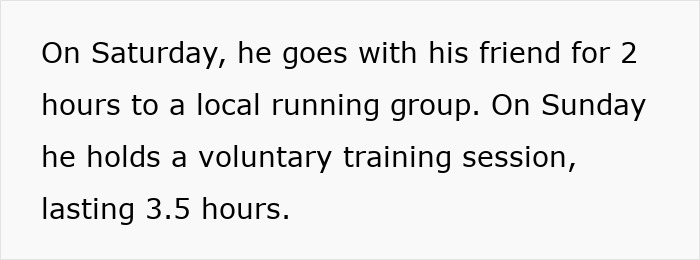 Text describing woman feeling treated like unpaid nanny as partner leaves child to go to the gym.