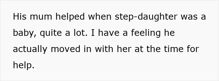 Text excerpt discussing a woman feeling treated like an unpaid nanny after her partner leaves their child to go to the gym.
