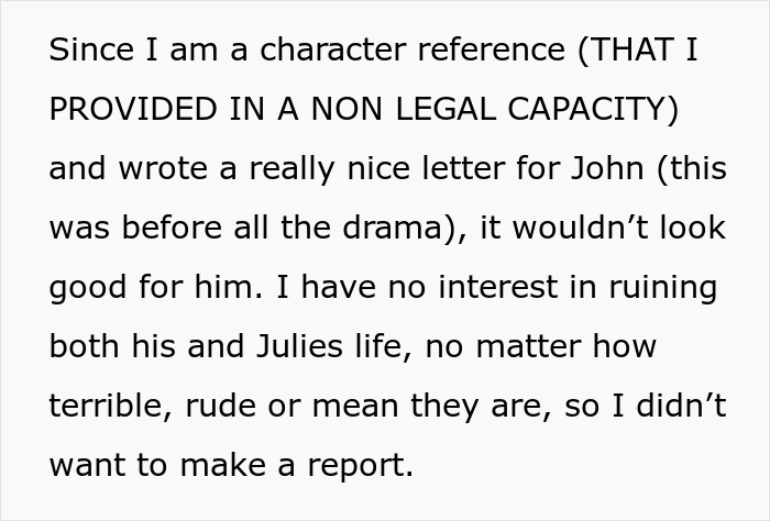 Text excerpt showing a woman refusing to risk her new career despite friends needing free advice, revealing true colors.