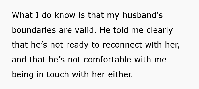 Text discussing a man feeling torn between his husband and mother-in-law after secretly helping her despite his husband&rsquo;s boundaries.