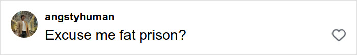 Screenshot of a social media comment questioning the term fat prison related to prison conditions exposure.