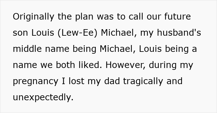 Text describing naming son Harry Potter plans, pregnancy loss, and name changes during pregnancy journey.