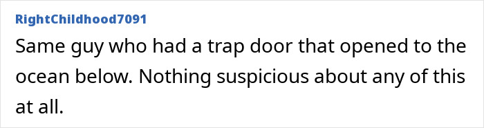 Comment text on a white background discussing a trap door, relating to sulfuric acid purchases for Epstein Island FBI probe.