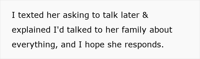 Text message explaining a conversation about a request involving friend&rsquo;s long hair for sister&rsquo;s wig and refusal reaction.