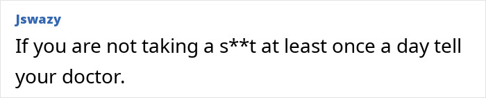 Comment warning about bowel movement frequency, highlighting commonly ignored colorectal cancer symptoms.