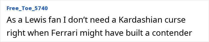 Screenshot of an online comment discussing Lewis Hamilton and Kardashian, related to body language expert analysis.