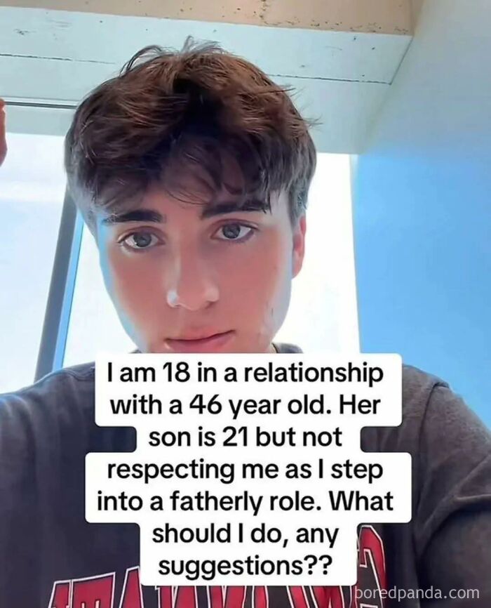 Young man sharing a random meme about relationship challenges, illustrating entertaining and unhinged moments online.