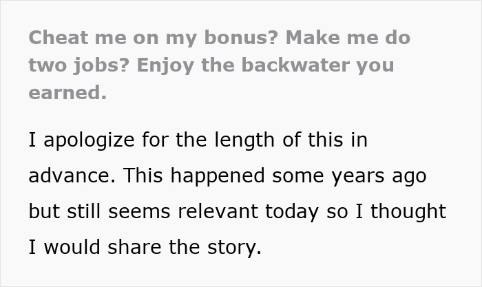 Top employee delivers record results but receives excuses instead of a bonus, planning his exit from the company.