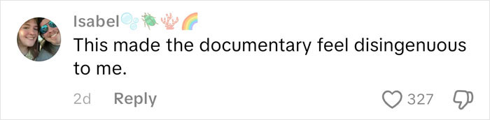 User comment on Netflix Lucy Letby documentary backlash, expressing that the creative decision made it feel disingenuous and hard to watch.