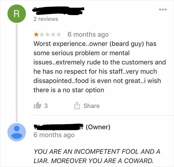 Business Owner Proves Reviewer's Point