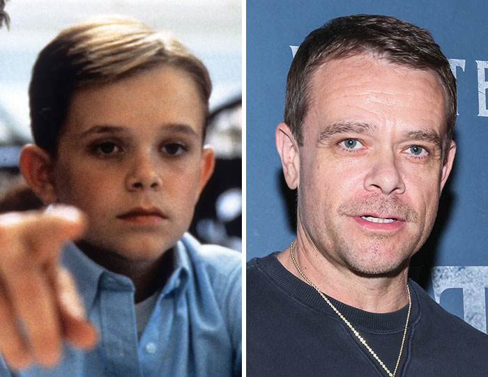 Side-by-side images of a Hollywood child star as a boy and his adult photo, highlighting beloved child stars’ downfall.