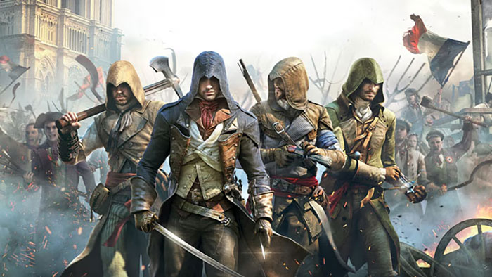 Four hooded figures in battle gear wield weapons amidst chaos, illustrating quick fixes that turned out to be genius.