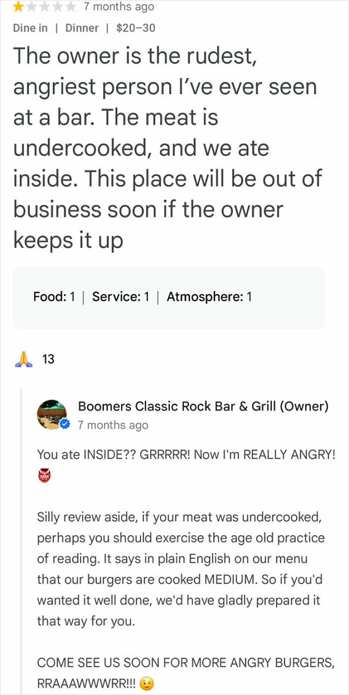 Boomers Bar And Grill Thinks They're A Fine Dining Restaurant