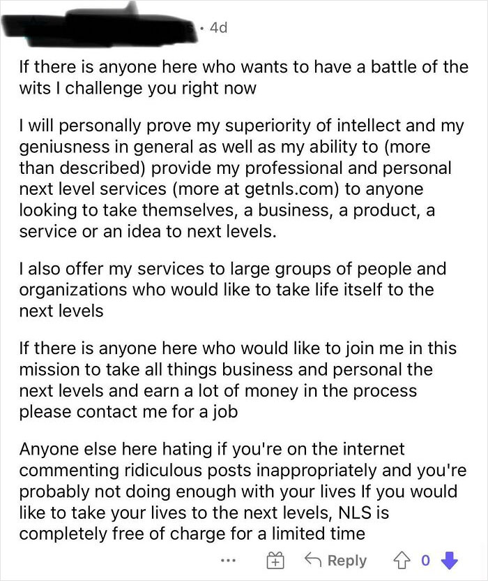 Guy Was Spamming Multiple Subs Promoting His “Business” With A Poorly Made Video That Explained Nothing About What He’s Offering