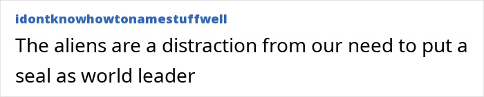 Text post stating aliens are a distraction from the need to appoint a world leader, related to UFO files and Elon Musk&rsquo;s daughter.