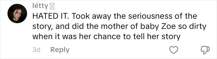 User comment expressing frustration with Netflix&rsquo;s creative choice affecting the Lucy Letby documentary&rsquo;s tone and impact.