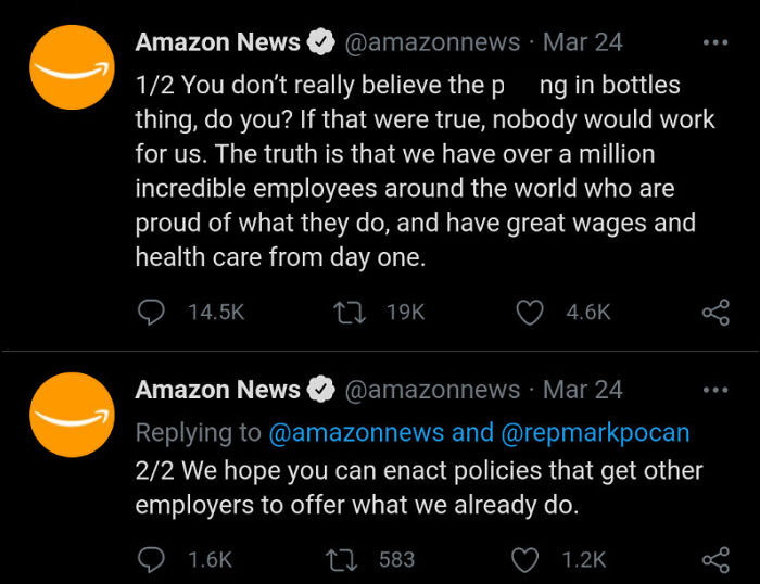 Instead Of Proving Claims Of Terrible Worker Conditions Wrong, Amazon Has Been Using Its Official Account To Attack All Who Criticize The Company's Practices