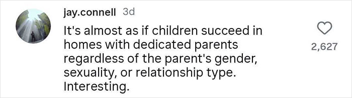 Screenshot of a social media comment discussing children&rsquo;s success with dedicated parents in various relationship types.