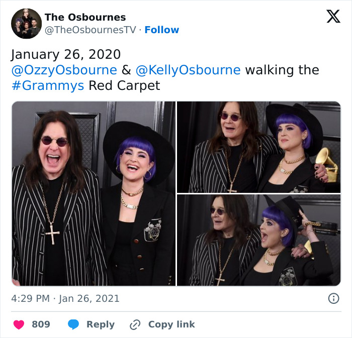 Kelly Osbourne and Ozzy Osbourne on the Grammys red carpet, Kelly&rsquo;s latest look capturing Hollywood attention.