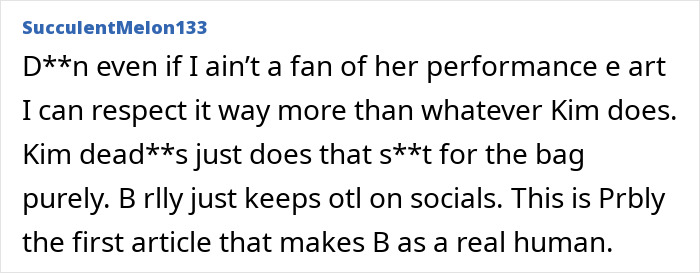 Screenshot of a social media comment discussing Bianca Censori’s bold outfits and Kanye’s controversial Venice incident.