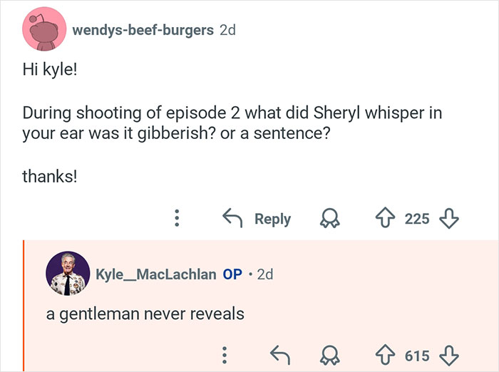 Reddit Q&A with Kyle MacLachlan from Twin Peaks answering fan questions about episode 2 filming details.