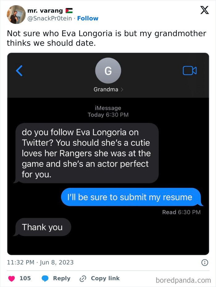Text message conversation showing a boomer misunderstanding social media, highlighting boomers failing miserably with technology.