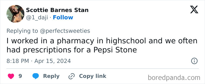 Tweet showing a funny pet name Pepsi Stone shared in a thread about ridiculous pet names people just had to share.