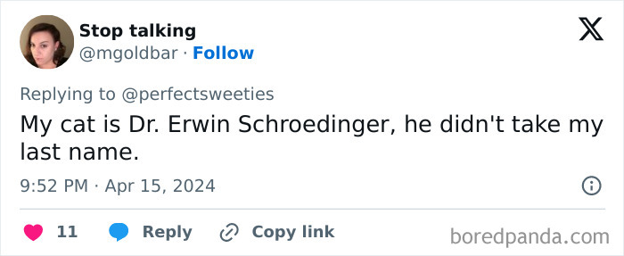 Tweet showing a pet name shared on social media, highlighting ridiculous pet names people just had to share.