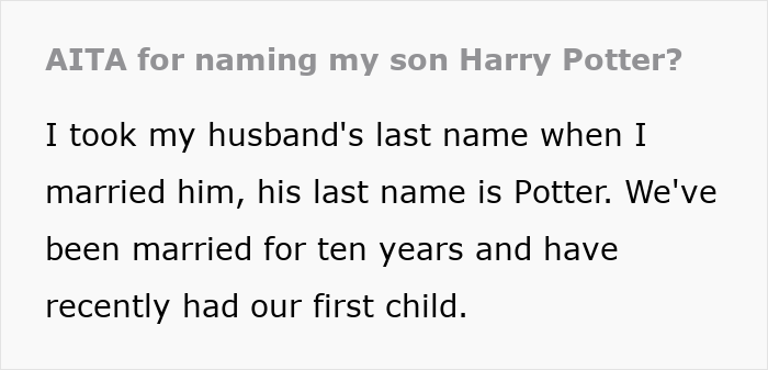 Alt text: Person explaining choosing the name Harry Potter for their son and sharing family background details.