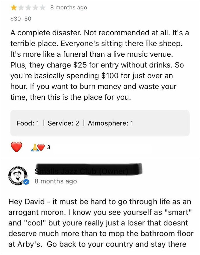 Owner Crashes Out At Every Negative Review And Has A Fascination With Arby's