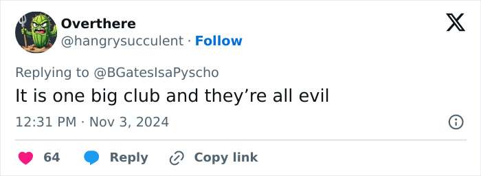 Screenshot of a social media reply discussing Epstein files and allegations involving Bill Gates, STDs, and antibiotics.