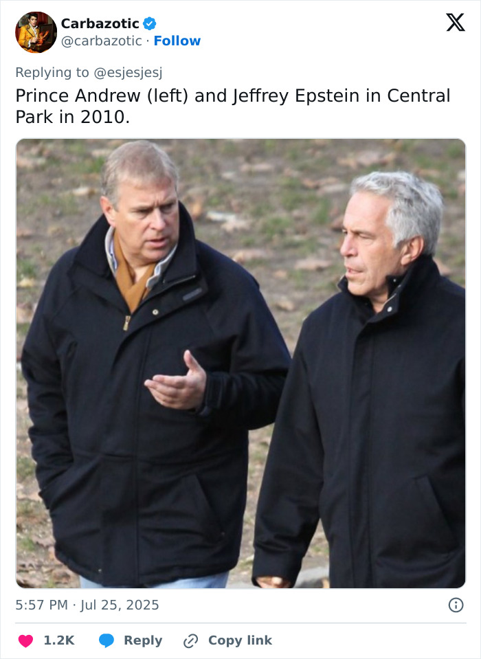 Prince Andrew and Jeffrey Epstein walking in Central Park in 2010, related to royal expert discussion on King Charles impact. Prince Andrew and Jeffrey Epstein walking in Central Park in 2010, related to royal expert discussion on King Charles impact.