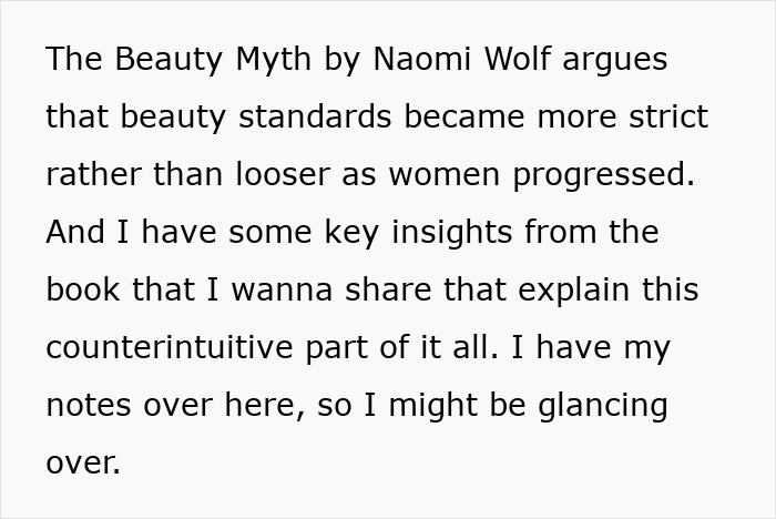 Text explaining how beauty standards became stricter over time, revealing why beauty standards don't work against women. Text explaining how beauty standards became stricter over time, revealing why beauty standards don't work against women.