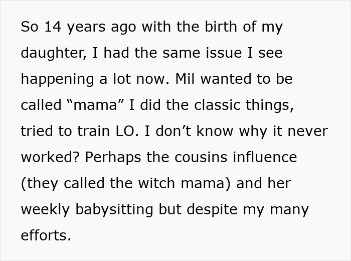 Text excerpt discussing a sassy teen putting grandma in her place and family dynamics that make mom proud.