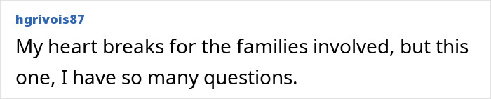 Text comment expressing sympathy and questions from family of trans mom Roberta Dorgan after Rhode Island hockey tragedy.