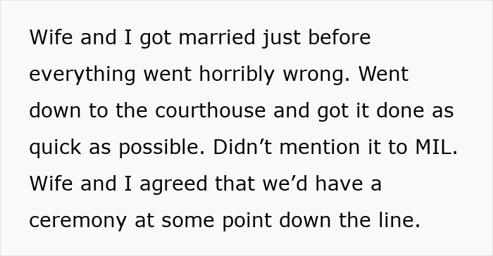 Text excerpt about couple marrying quickly without telling MIL, leading to conflict after religious MIL kidnaps their son in revenge. Text excerpt about couple marrying quickly without telling MIL, leading to conflict after religious MIL kidnaps their son in revenge.
