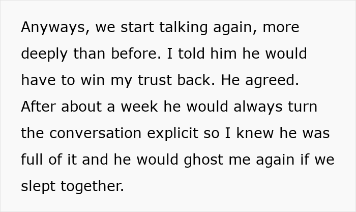 Text excerpt about rekindling trust in a relationship with ghoster, highlighting ghoster relationship messages revenge theme.