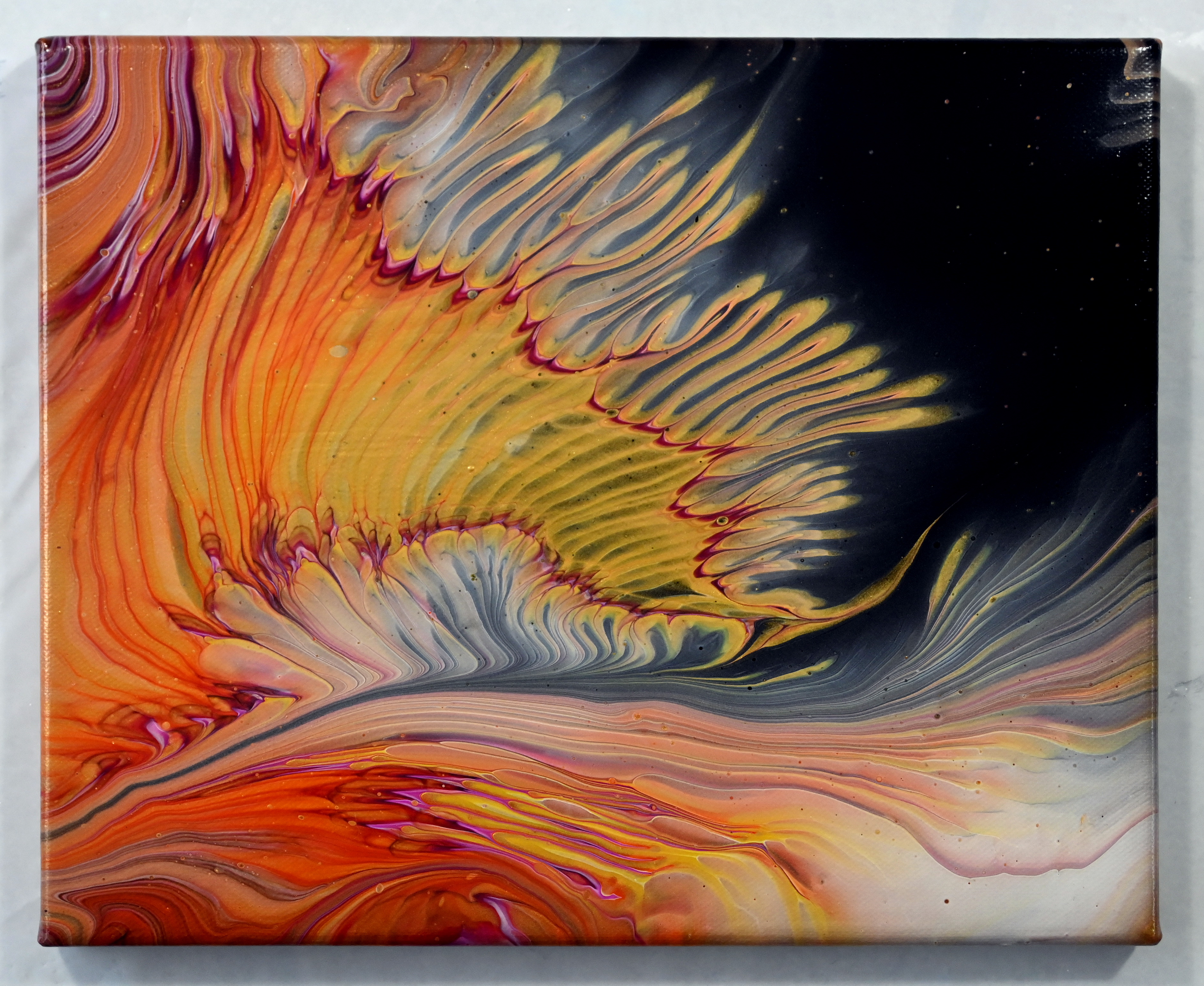 Golden Firestorm ✨ Straight Pour Acrylic Painting | Fluid Art For Beginners