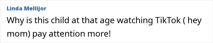 Comment expressing concern about a 9-year-old's safety while watching TikTok, urging parents to pay more attention.