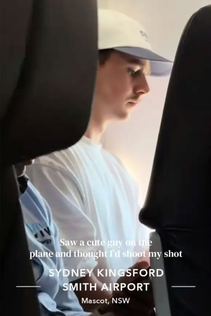 Young man spotted on flight at Sydney Kingsford Smith Airport in Australia, part of viral love note story by Australian woman. Young man spotted on flight at Sydney Kingsford Smith Airport in Australia, part of viral love note story by Australian woman.