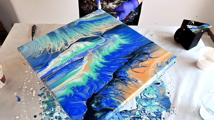 Phantasy Landscape: My Acrylic Pour Painting With Pva Glue Tutorial