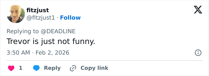 A tweet with text discussing Trevor's humor, related to body language expert decoding Justin Bieber's tense behavior. A tweet with text discussing Trevor's humor, related to body language expert decoding Justin Bieber's tense behavior.